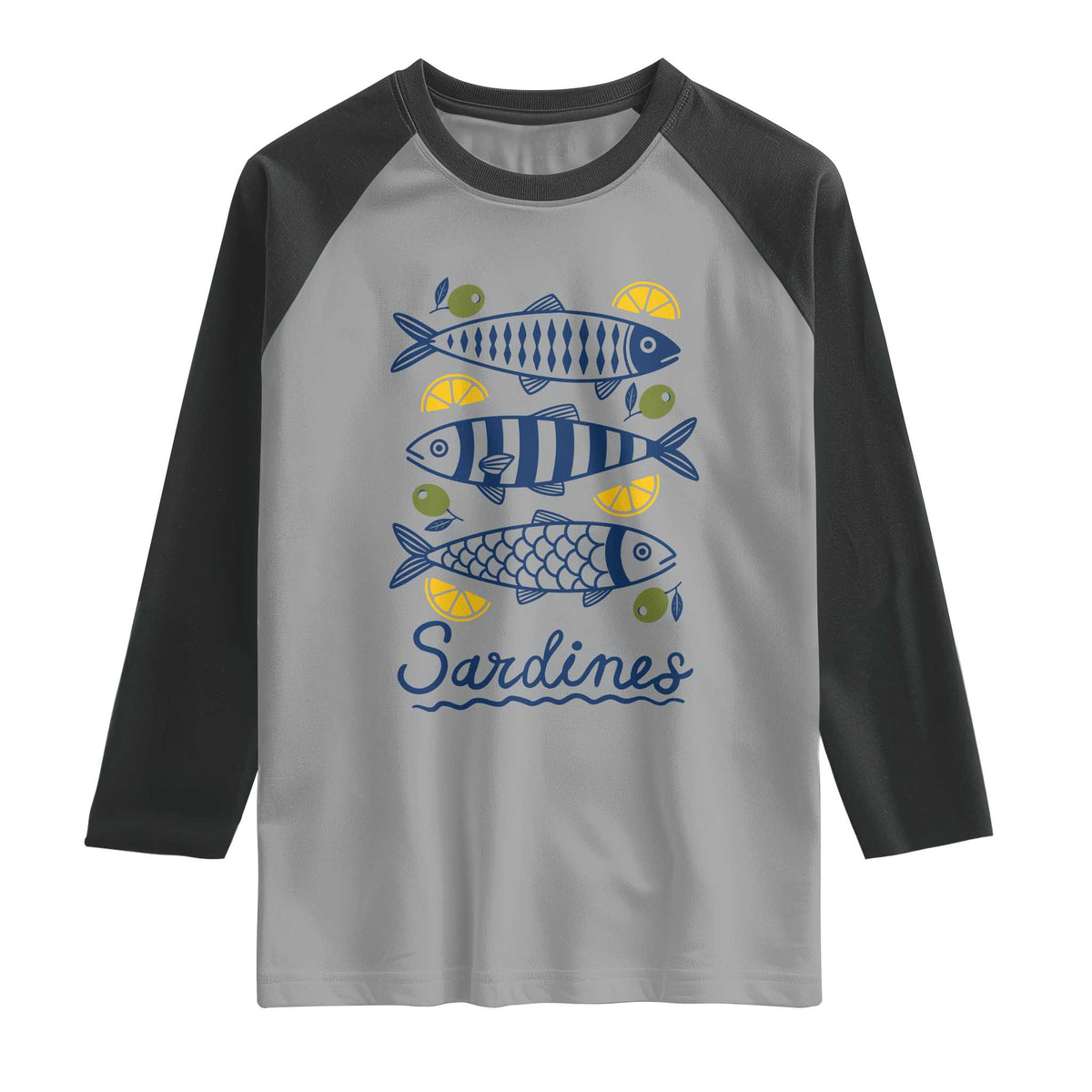 Minimal Sardines Fishermen Aesthetic Retro Raglan Shirt