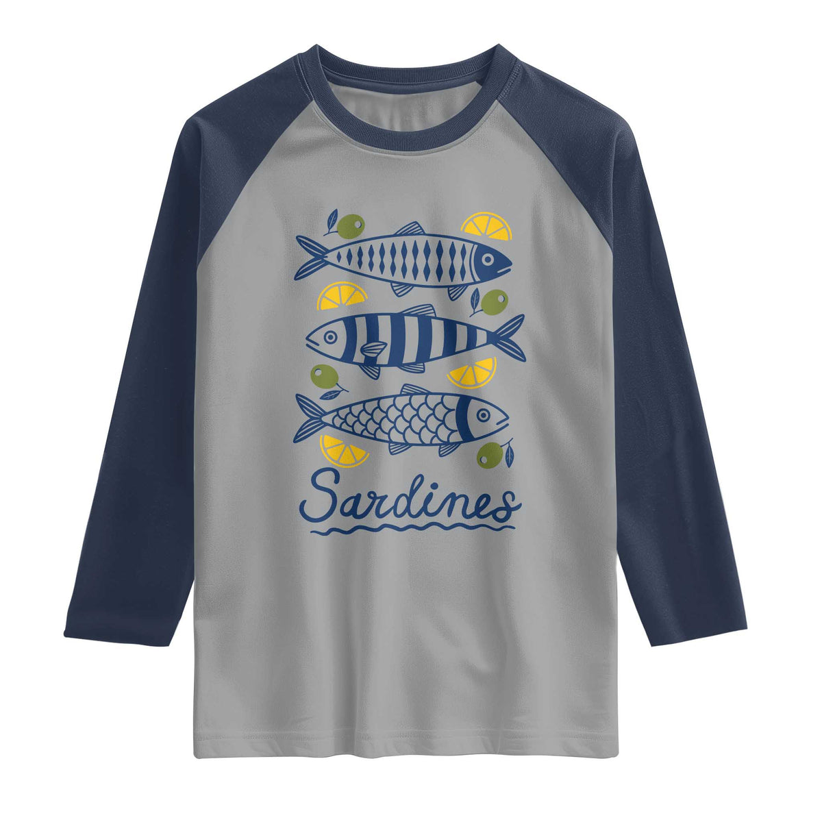 Minimal Sardines Fishermen Aesthetic Retro Raglan Shirt