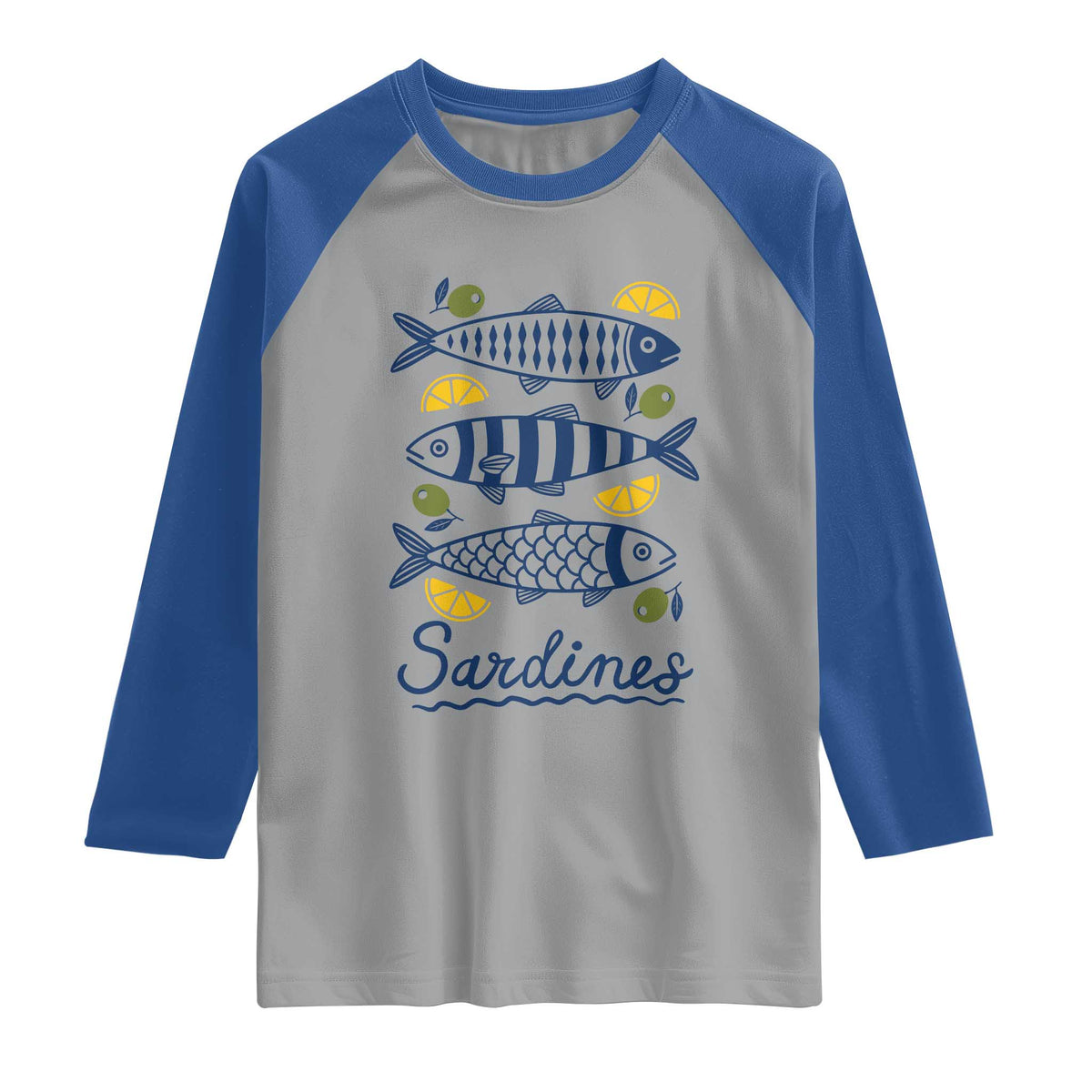 Minimal Sardines Fishermen Aesthetic Retro Raglan Shirt