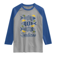 Minimal Sardines Fishermen Aesthetic Retro Raglan Shirt