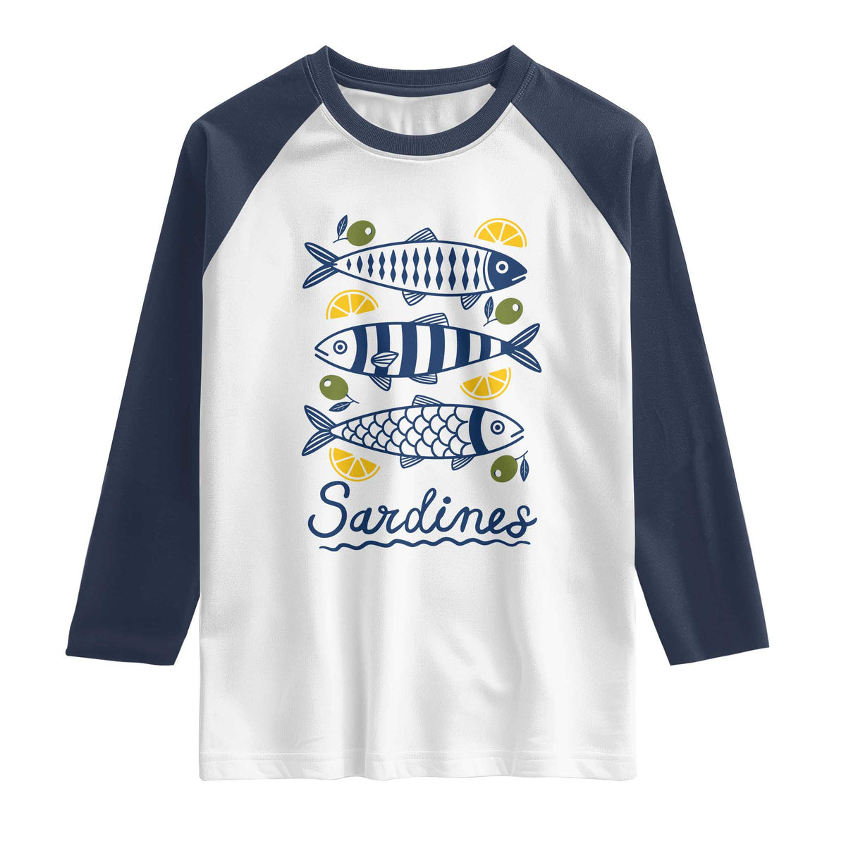 Minimal Sardines Fishermen Aesthetic Retro Raglan Shirt