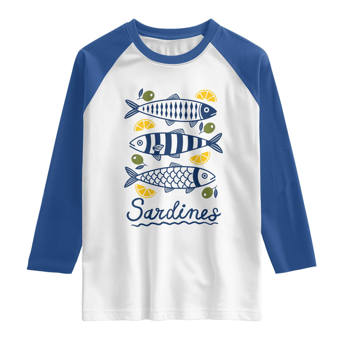 Minimal Sardines Fishermen Aesthetic Retro Raglan Shirt