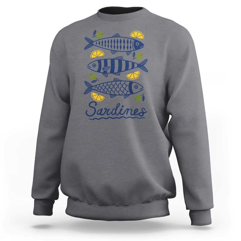 Minimal Sardines Fishermen Aesthetic Retro Sweatshirt