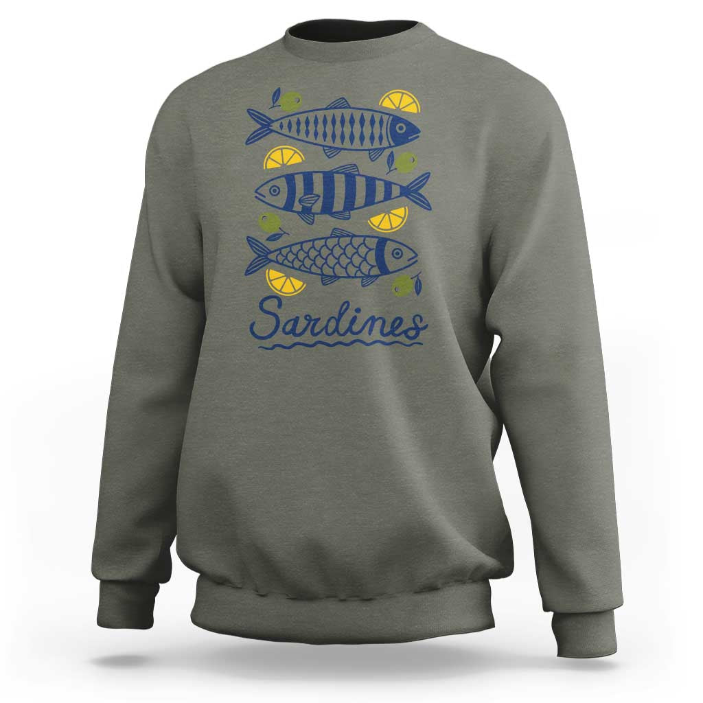 Minimal Sardines Fishermen Aesthetic Retro Sweatshirt