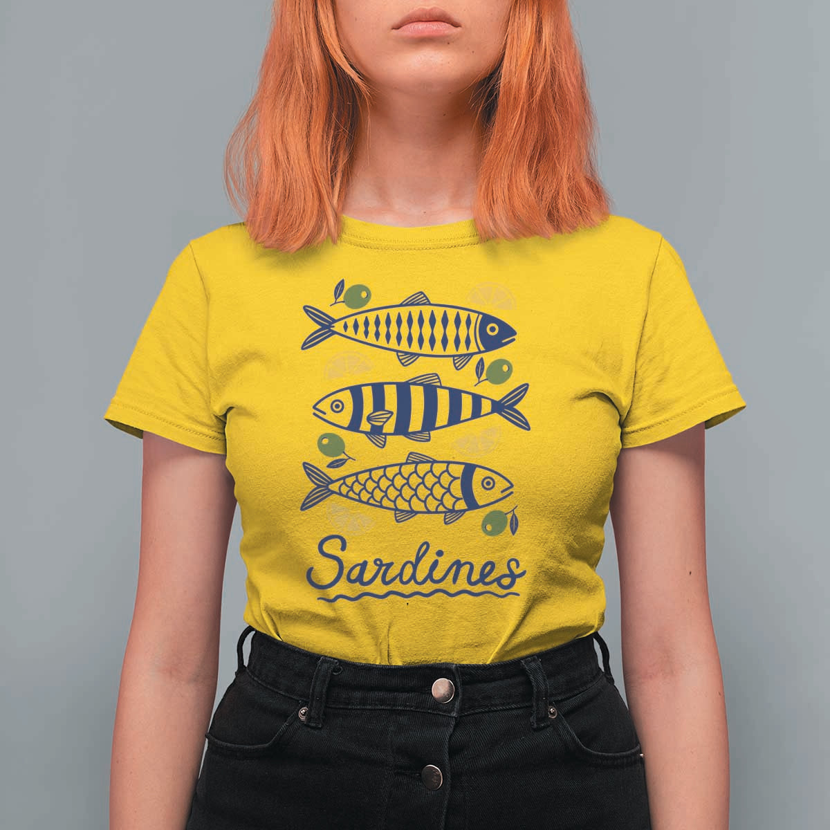Minimal Sardines Fishermen Aesthetic Retro T Shirt For Women