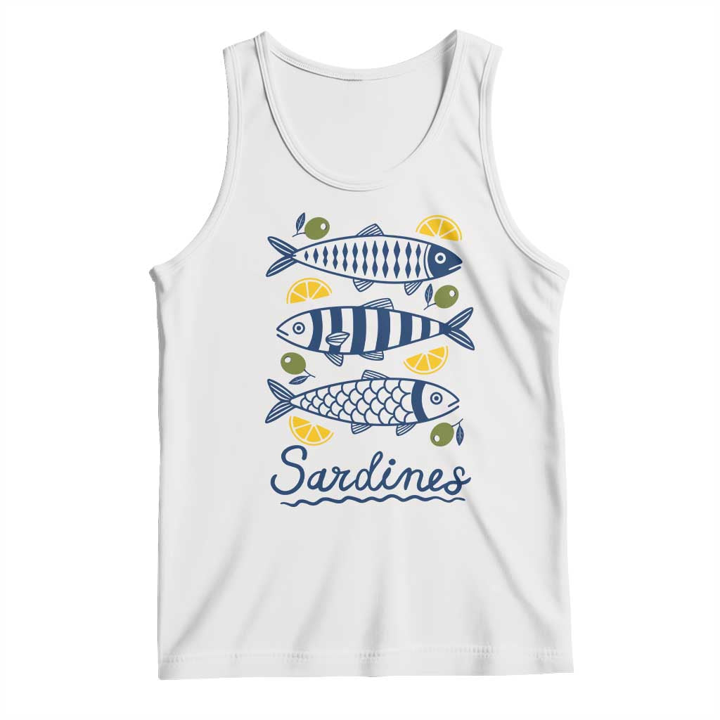 Minimal Sardines Fishermen Aesthetic Retro Tank Top