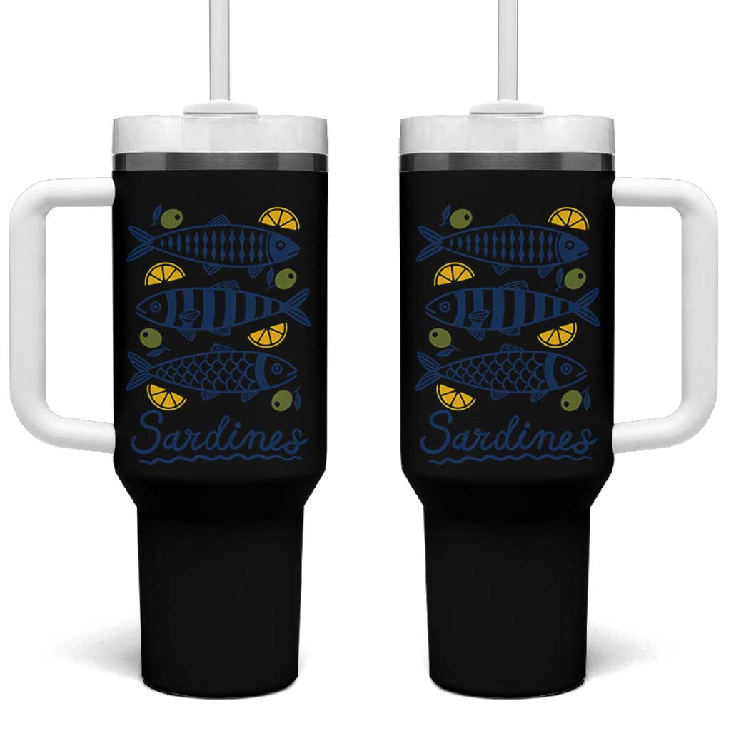 Minimal Sardines Fishermen Aesthetic Retro Tumbler With Handle