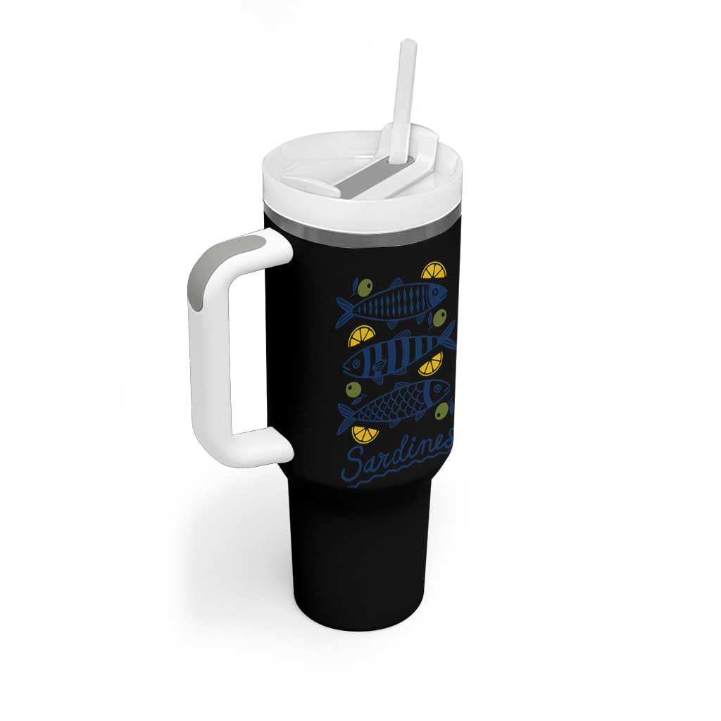 Minimal Sardines Fishermen Aesthetic Retro Tumbler With Handle