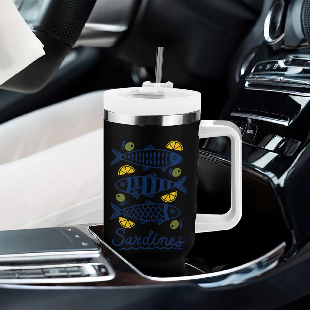 Minimal Sardines Fishermen Aesthetic Retro Tumbler With Handle