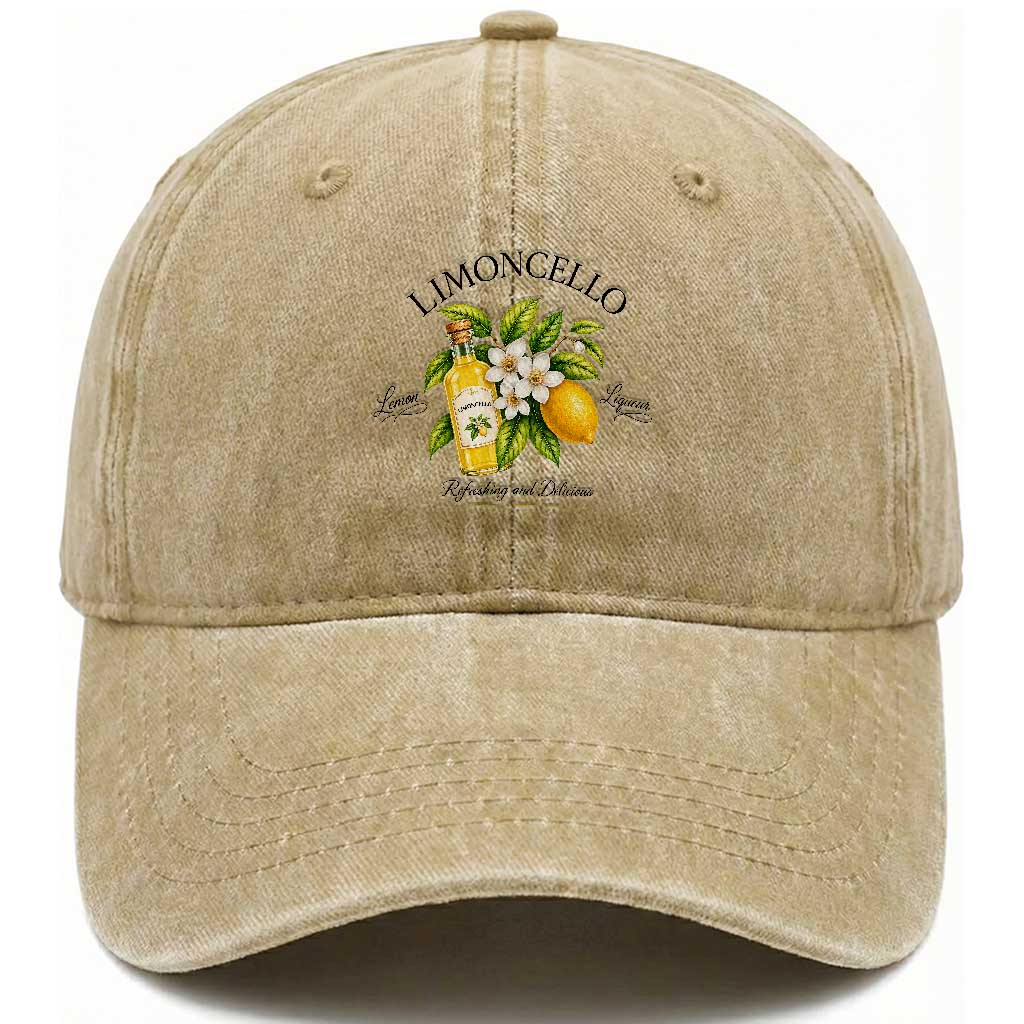 Italian Summer Limoncello Lemon Liqueur Amalfi Italy Washed Cotton Baseball Cap