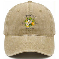 Italian Summer Limoncello Lemon Liqueur Amalfi Italy Washed Cotton Baseball Cap