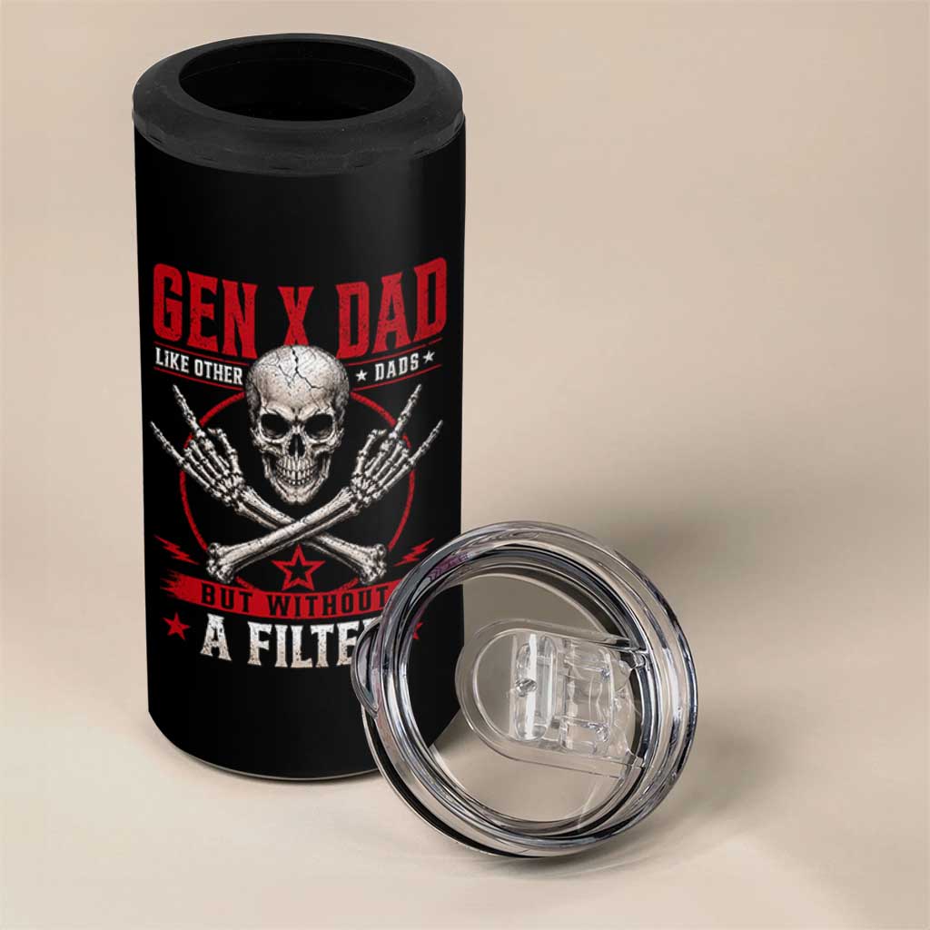 Gen X Dad Like Other Dads But Without A Filter 4 in 1 Can Cooler Tumbler Funny Fathers Day