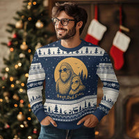 Vintage Best Dad Ever Bigfoot Papa Fathers Day Ugly Christmas Sweater