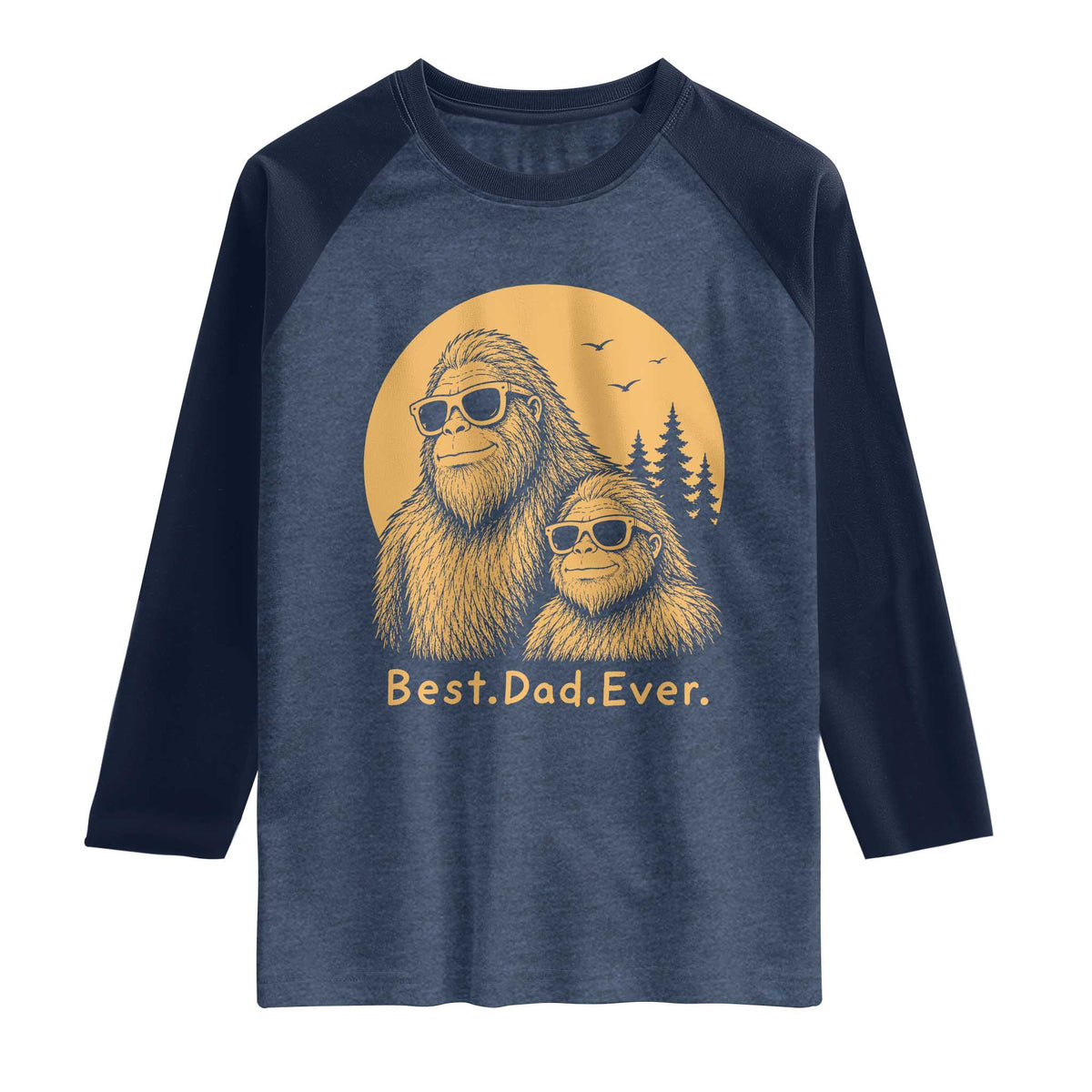 Vintage Best Dad Ever Bigfoot Papa Fathers Day Raglan Shirt