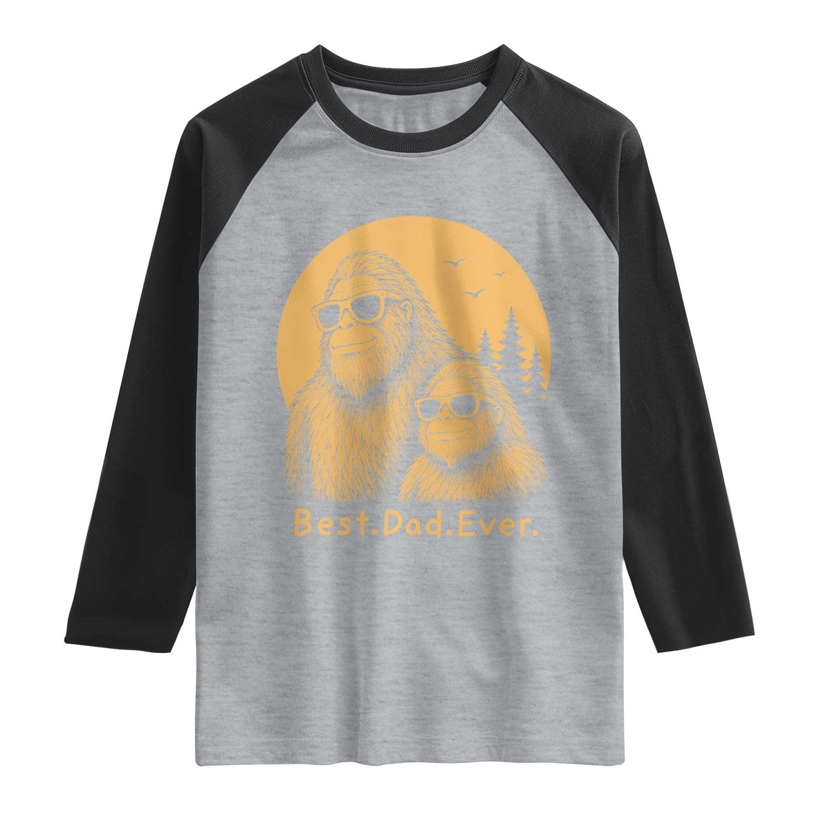 Vintage Best Dad Ever Bigfoot Papa Fathers Day Raglan Shirt