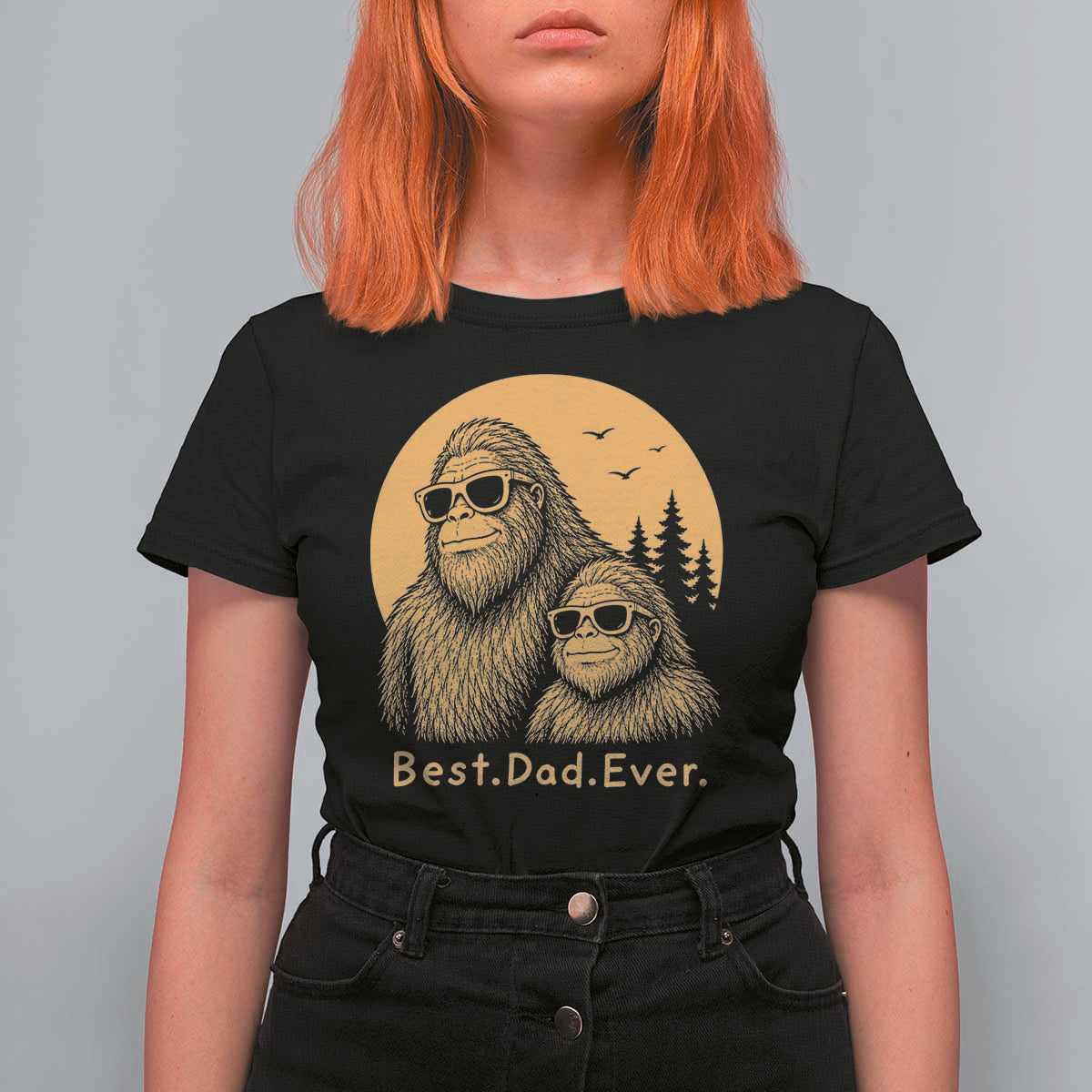 Vintage Best Dad Ever Bigfoot Papa Fathers Day T Shirt For Women