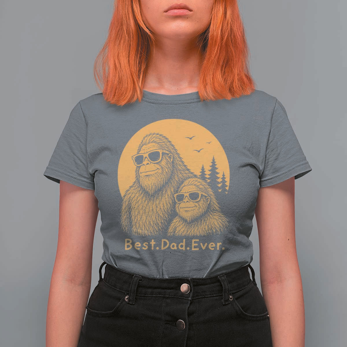 Vintage Best Dad Ever Bigfoot Papa Fathers Day T Shirt For Women