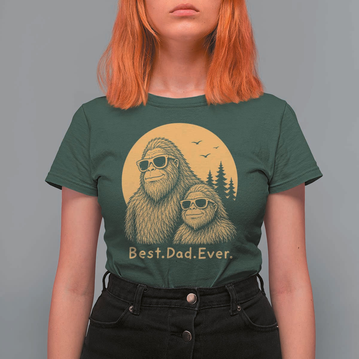 Vintage Best Dad Ever Bigfoot Papa Fathers Day T Shirt For Women