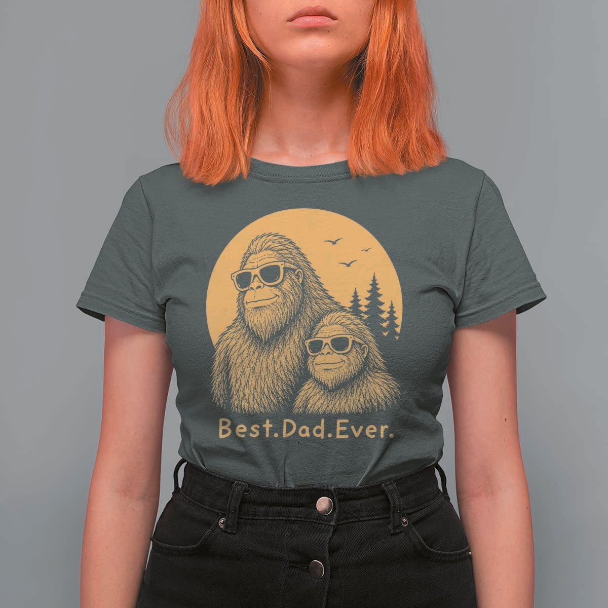 Vintage Best Dad Ever Bigfoot Papa Fathers Day T Shirt For Women