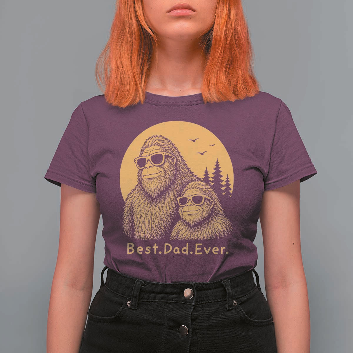 Vintage Best Dad Ever Bigfoot Papa Fathers Day T Shirt For Women