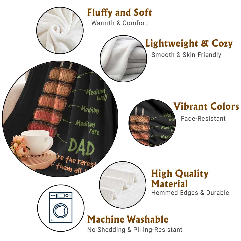 Grill Dad Throw Blanket You're The Rarest of Them All BBQ Father