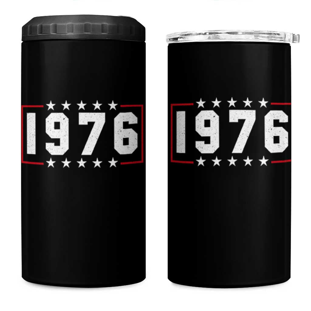 50th Birthday 4 in 1 Can Cooler Tumbler Vintage 1976 50 Years Old Birthday Stars And Stripes