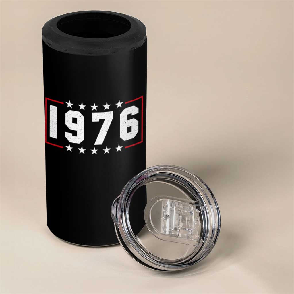 50th Birthday 4 in 1 Can Cooler Tumbler Vintage 1976 50 Years Old Birthday Stars And Stripes