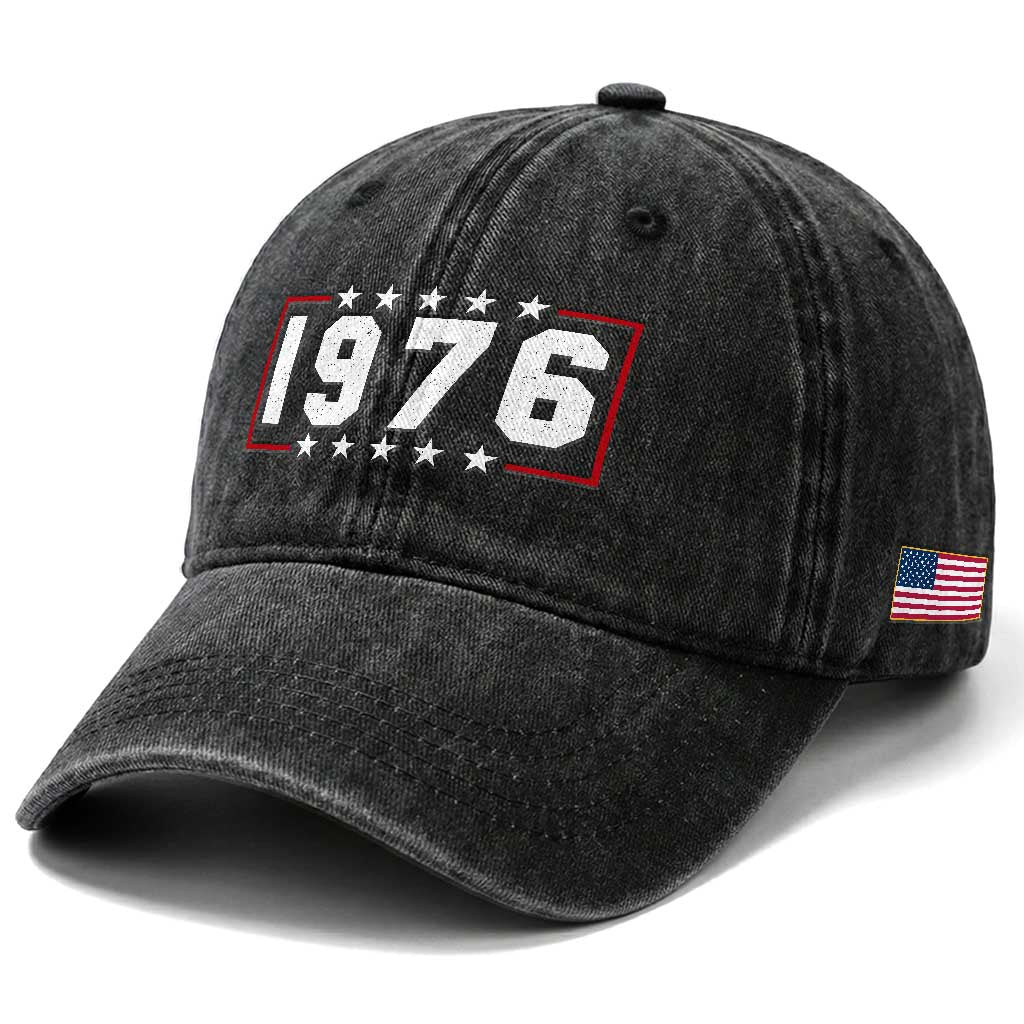 50th Birthday Washed Cotton Baseball Cap Vintage 1976 50 Years Old Birthday Stars And Stripes