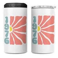 50th Birthday 4 in 1 Can Cooler Tumbler Vintage 1976 Boho Flowers 50 Years Old Birthday