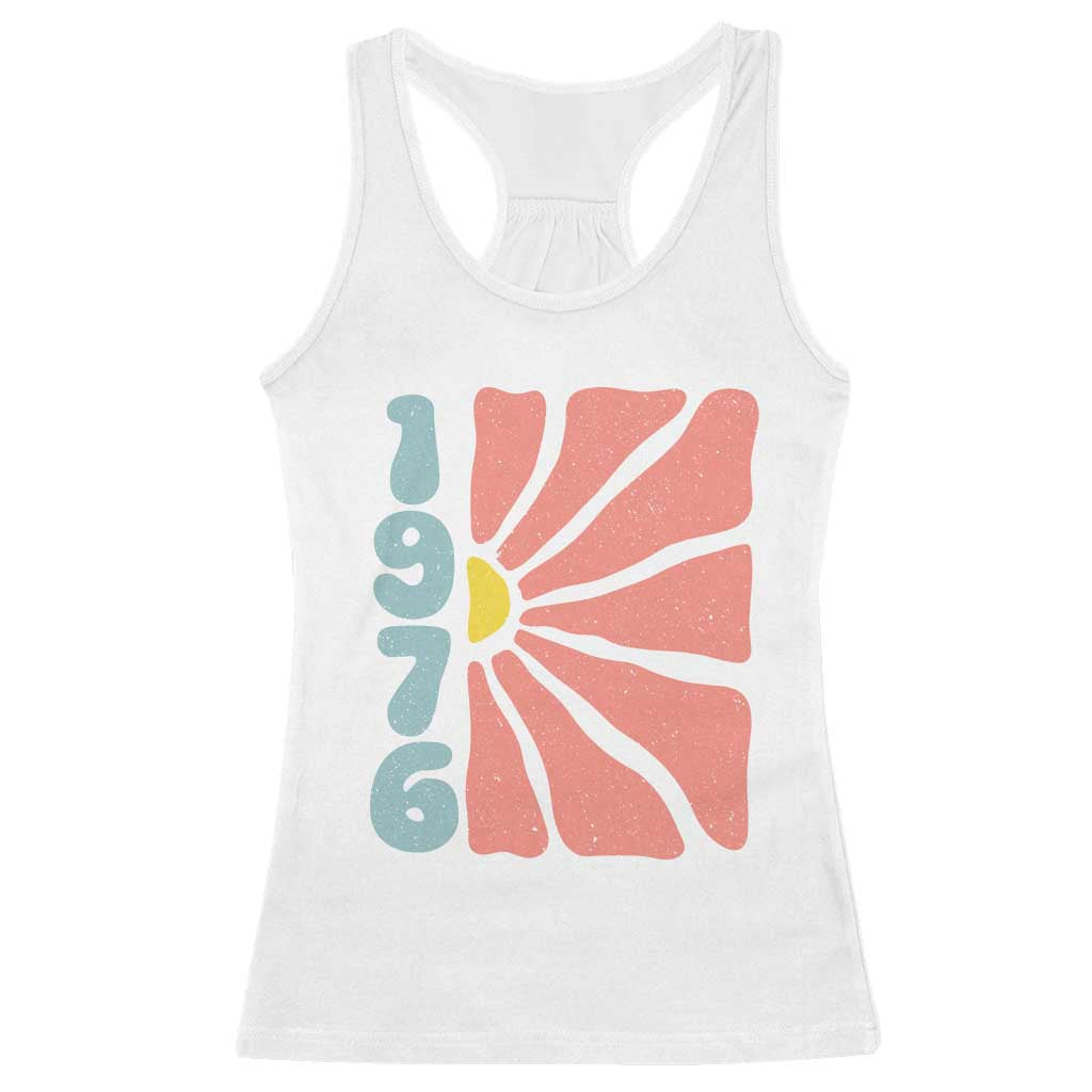 50th Birthday Racerback Tank Top Vintage 1976 Boho Flowers 50 Years Old Birthday