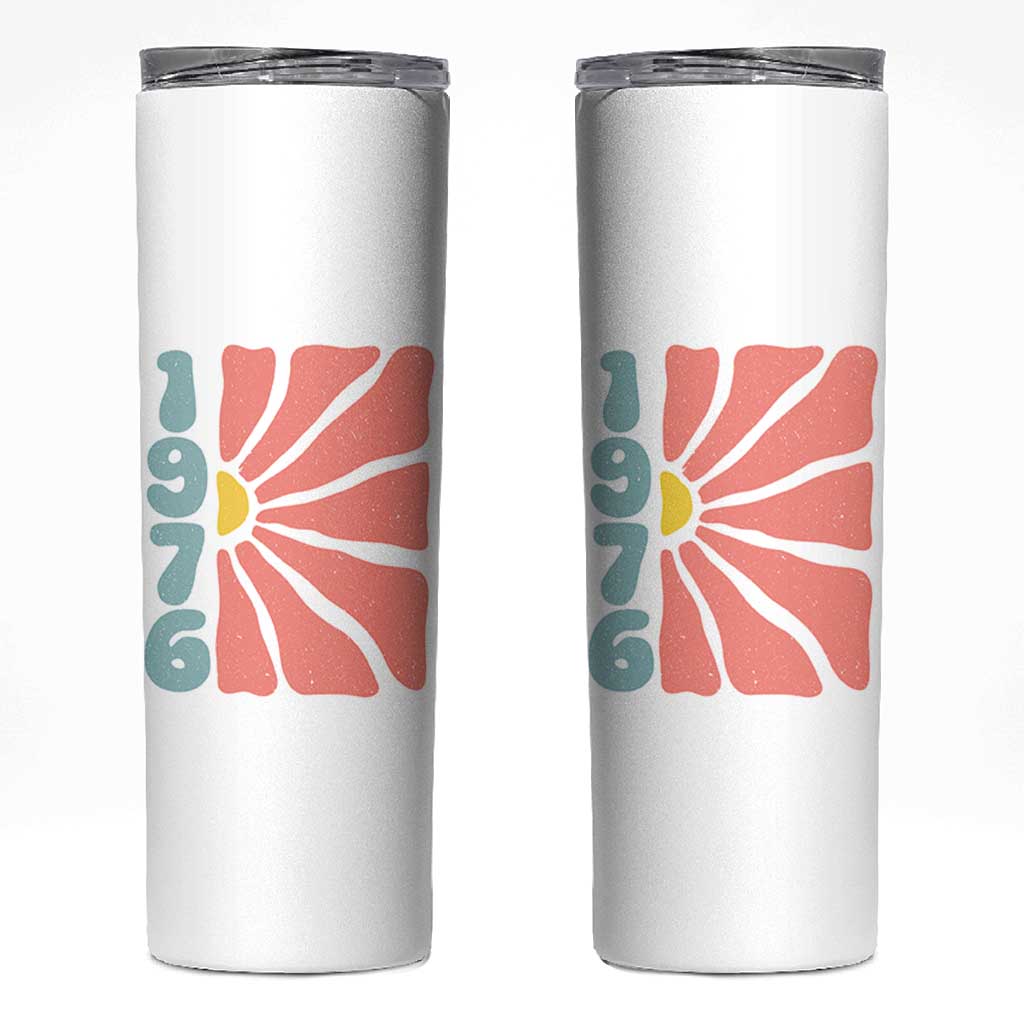 50th Birthday Skinny Tumbler Vintage 1976 Boho Flowers 50 Years Old Birthday