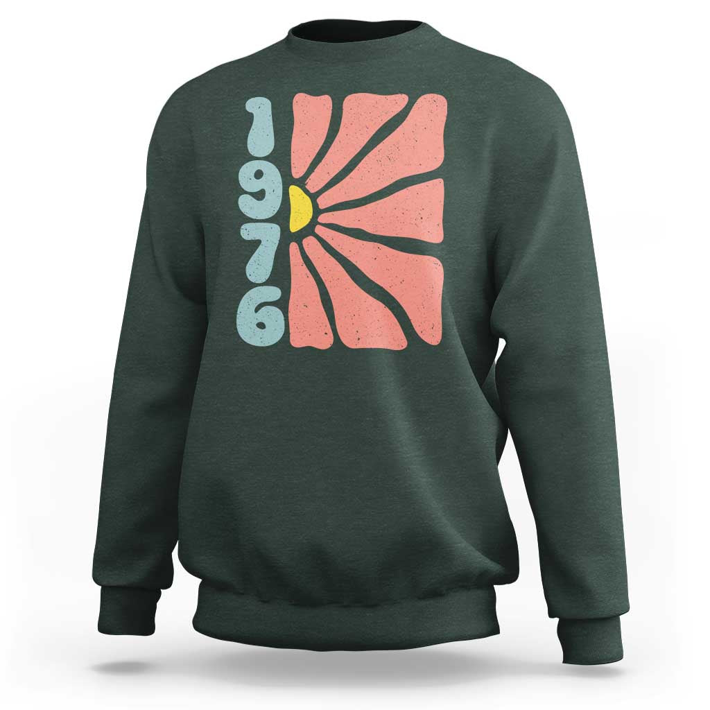 50th Birthday Sweatshirt Vintage 1976 Boho Flowers 50 Years Old Birthday