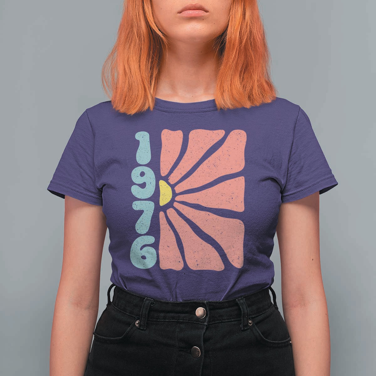 50th Birthday T Shirt For Women Vintage 1976 Boho Flowers 50 Years Old Birthday