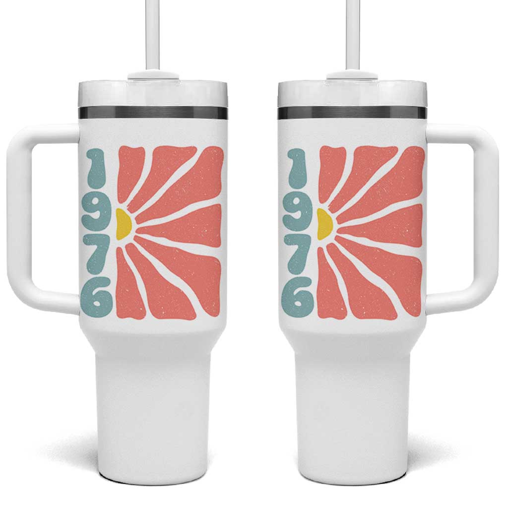 50th Birthday Tumbler With Handle Vintage 1976 Boho Flowers 50 Years Old Birthday
