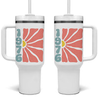 50th Birthday Tumbler With Handle Vintage 1976 Boho Flowers 50 Years Old Birthday