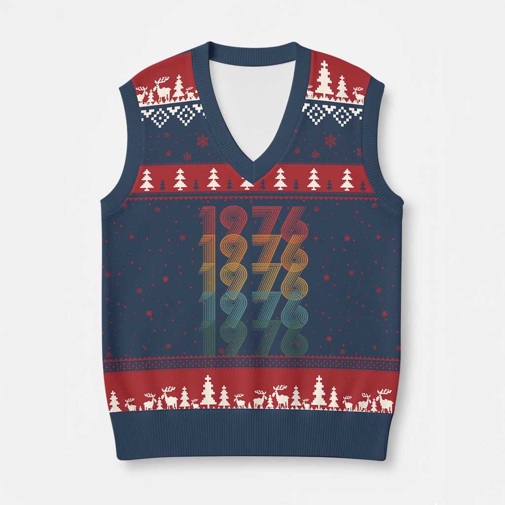 50th Birthday V-Neck Knit Sweater Vest Vintage 1976 Retro 50 Years Old Birthday