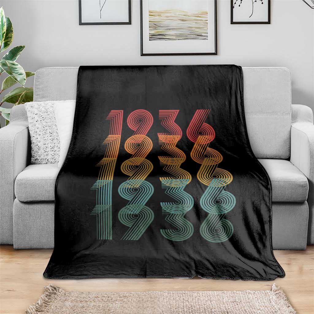 90th Birthday Throw Blanket Vintage 1936 Retro 90 Years Old Birthday