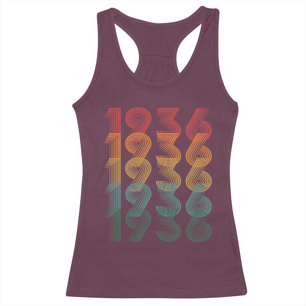 90th Birthday Racerback Tank Top Vintage 1936 Retro 90 Years Old Birthday