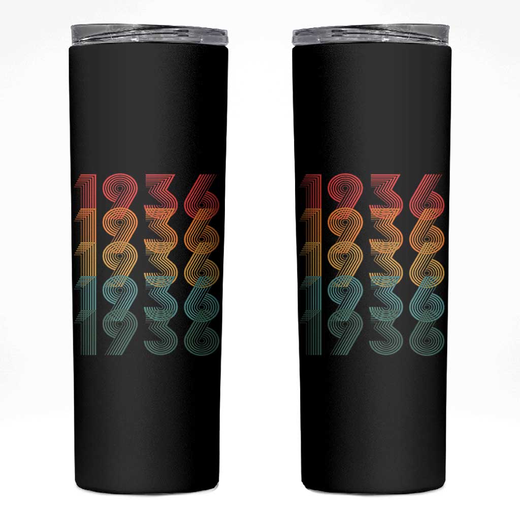 90th Birthday Skinny Tumbler Vintage 1936 Retro 90 Years Old Birthday
