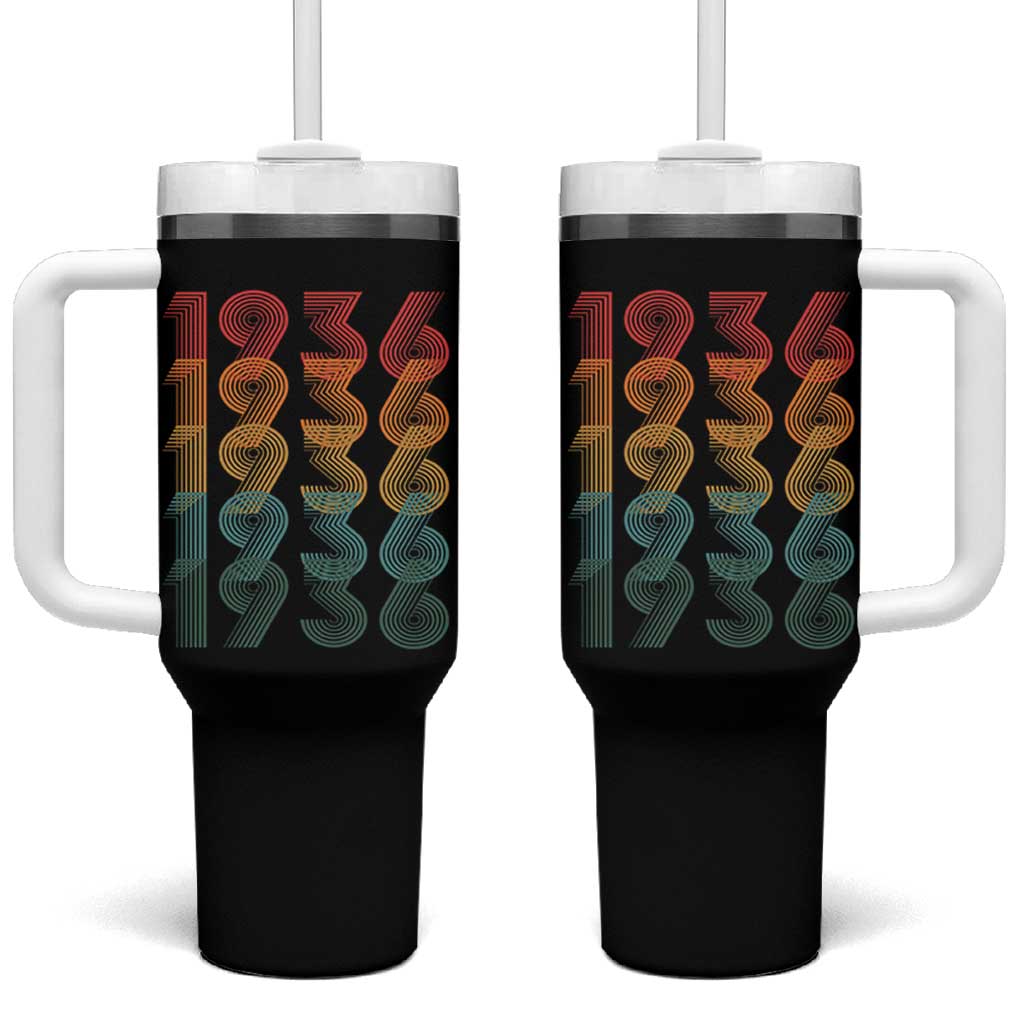 90th Birthday Tumbler With Handle Vintage 1936 Retro 90 Years Old Birthday