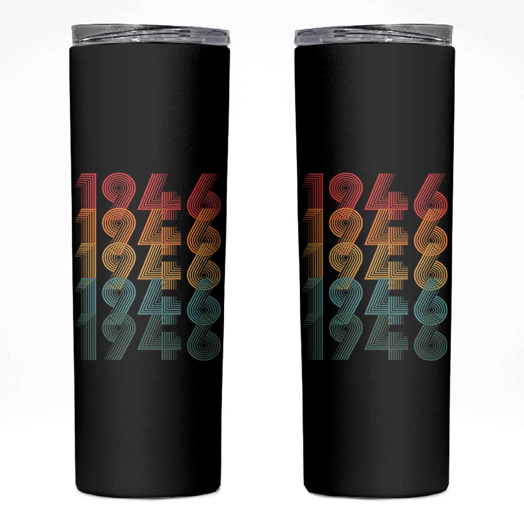 80th Birthday Skinny Tumbler Vintage 1946 Retro 80 Years Old Birthday