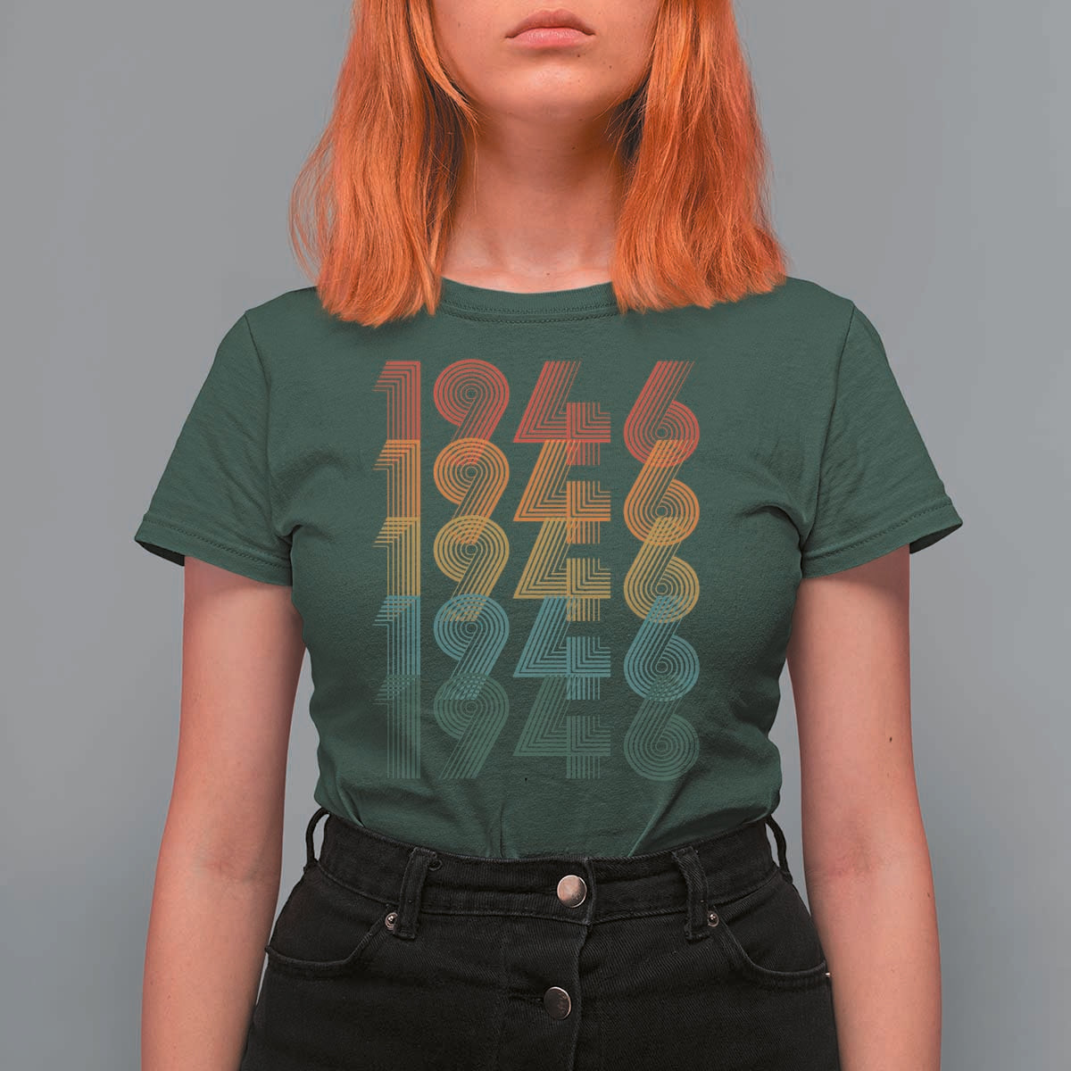 80th Birthday T Shirt For Women Vintage 1946 Retro 80 Years Old Birthday