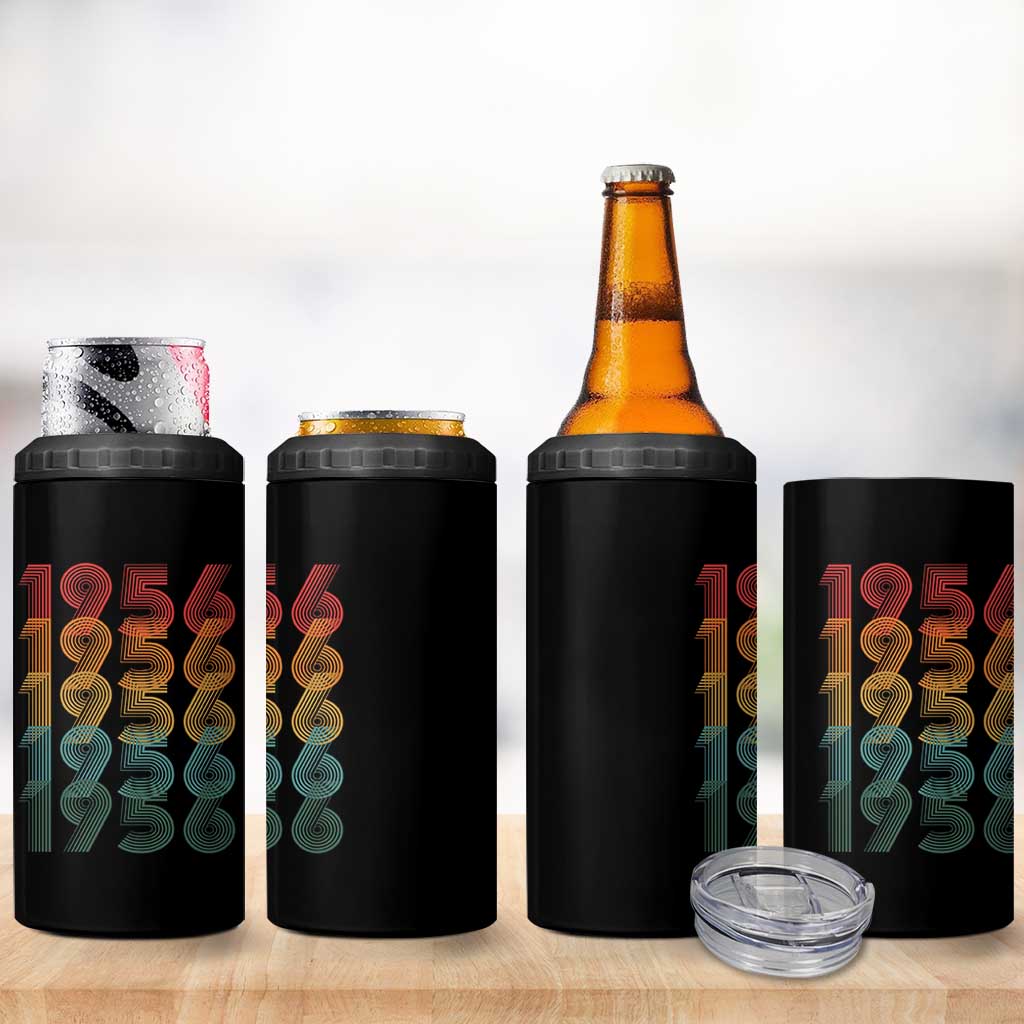 70th Birthday 4 in 1 Can Cooler Tumbler Vintage 1956 Retro 70 Years Old Birthday