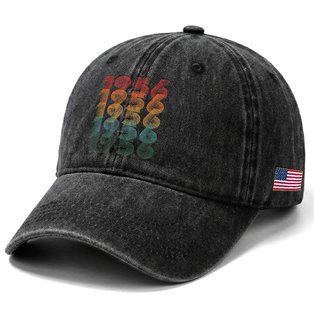 70th Birthday Washed Cotton Baseball Cap Vintage 1956 Retro 70 Years Old Birthday