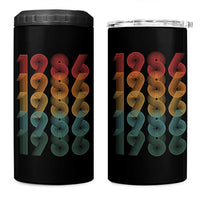 40th Birthday 4 in 1 Can Cooler Tumbler Vintage 1986 Retro 40 Years Old Birthday