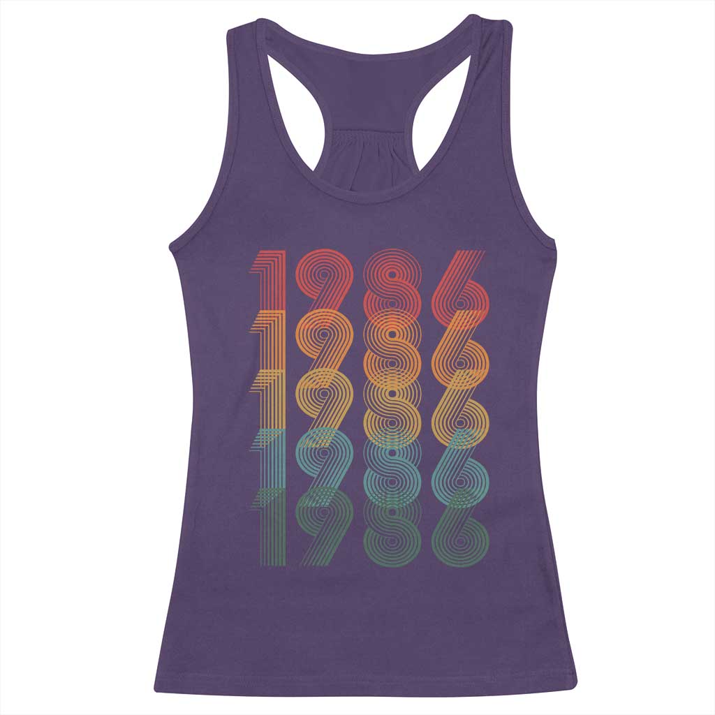 40th Birthday Racerback Tank Top Vintage 1986 Retro 40 Years Old Birthday