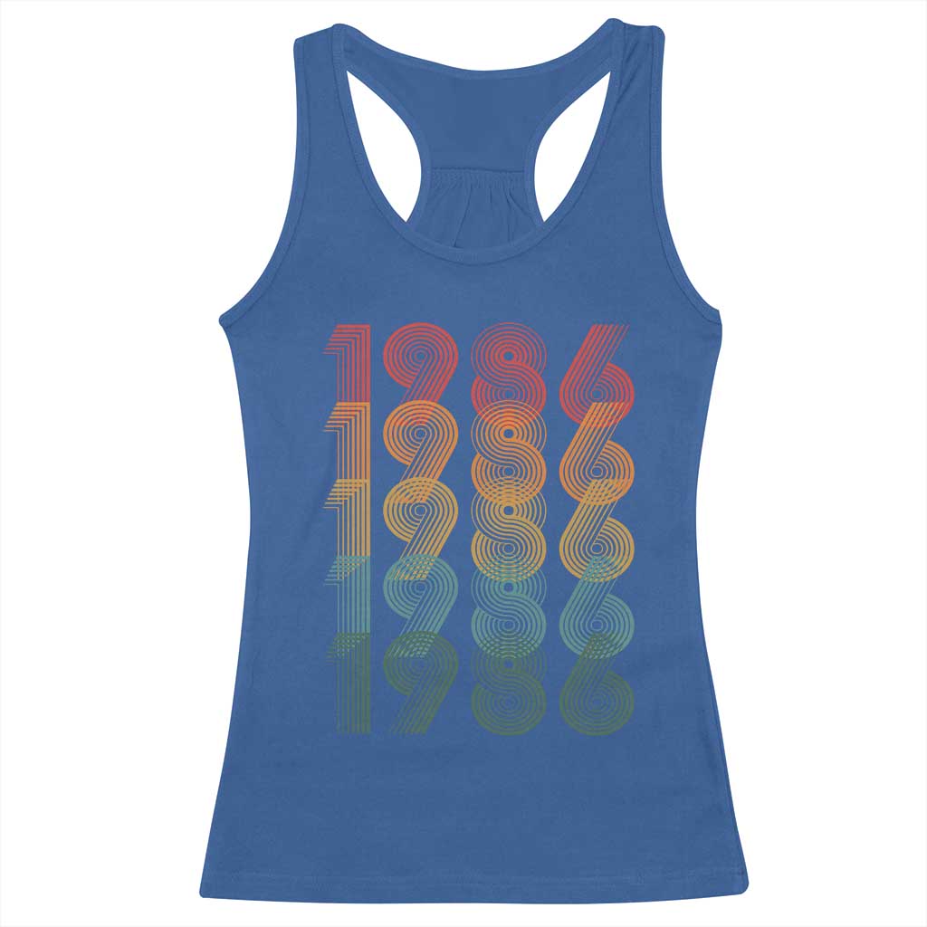 40th Birthday Racerback Tank Top Vintage 1986 Retro 40 Years Old Birthday
