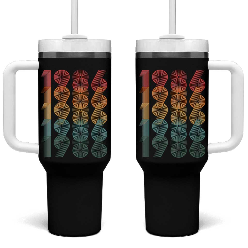 40th Birthday Tumbler With Handle Vintage 1986 Retro 40 Years Old Birthday