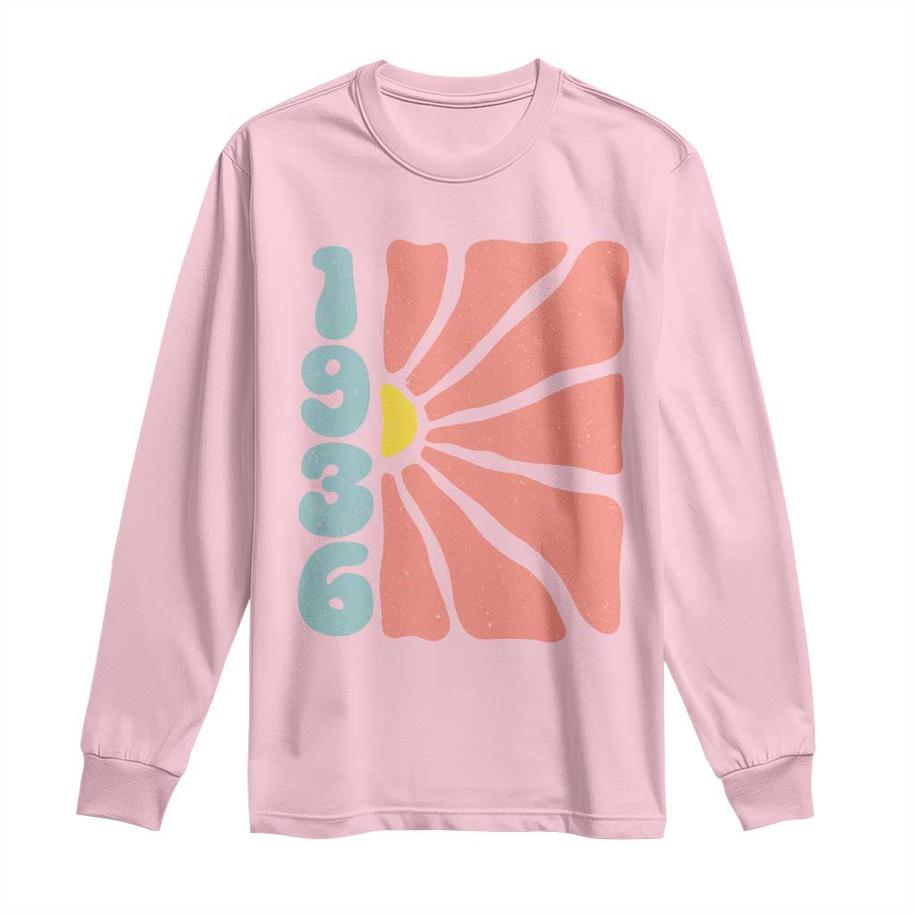 90th Birthday Long Sleeve Shirt Vintage 1936 Boho Flowers 90 Years Old Birthday