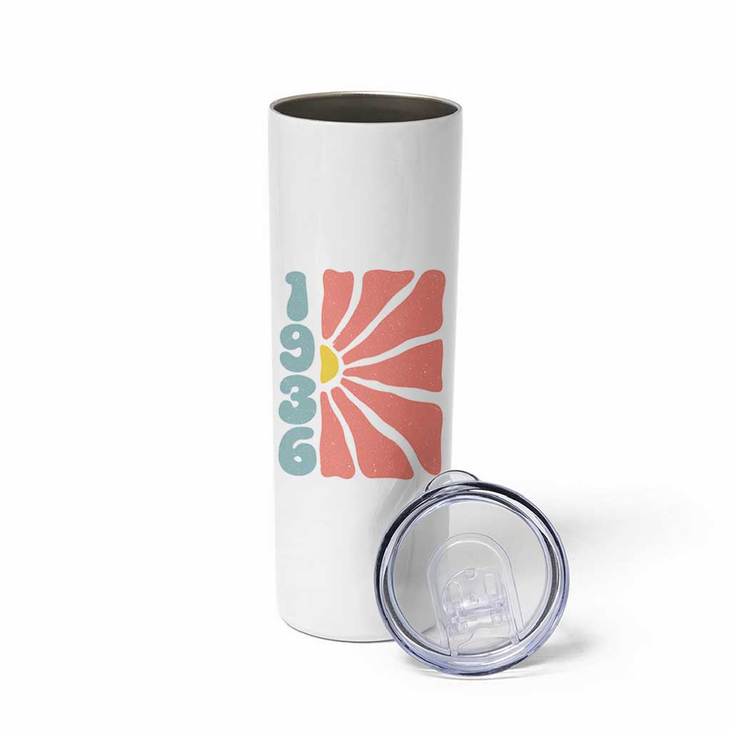 90th Birthday Skinny Tumbler Vintage 1936 Boho Flowers 90 Years Old Birthday